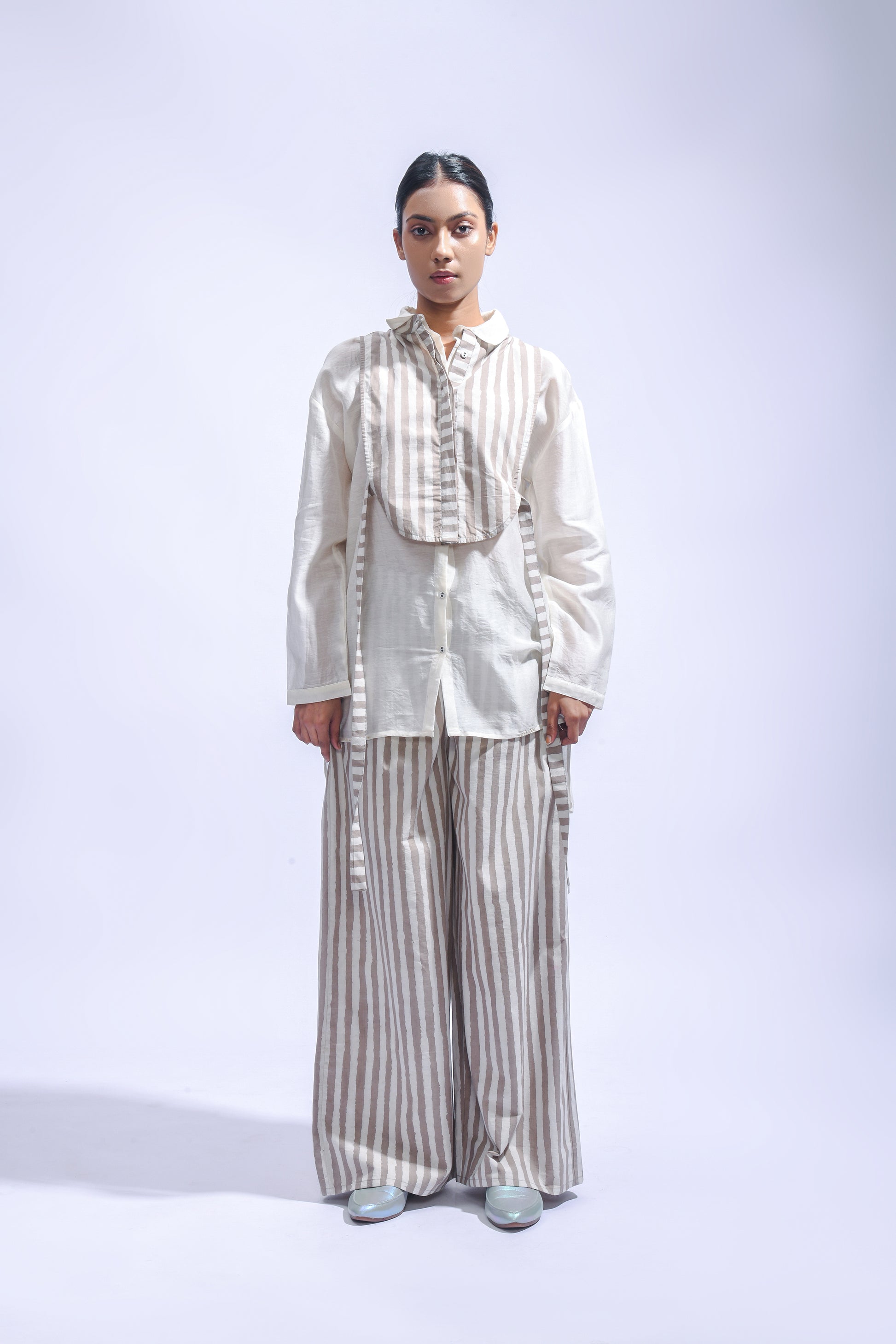 Ash stripe Yoke Co-ord Set