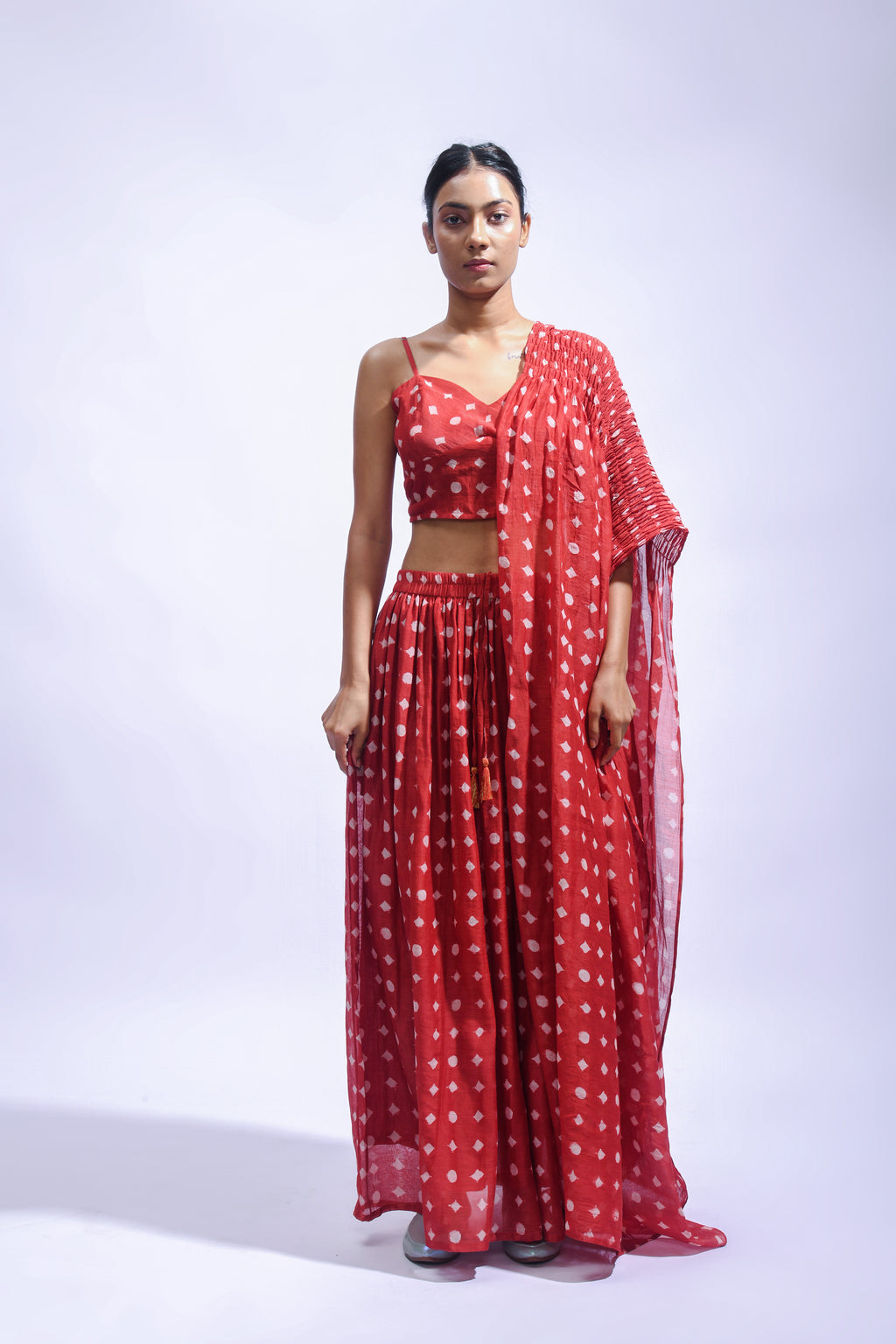 Crimson Shirred Ensemble