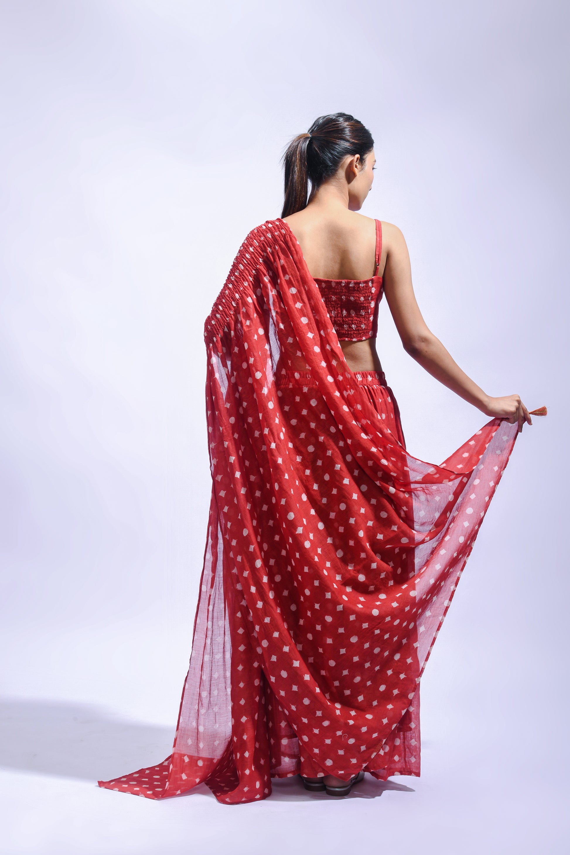 Crimson Shirred Ensemble