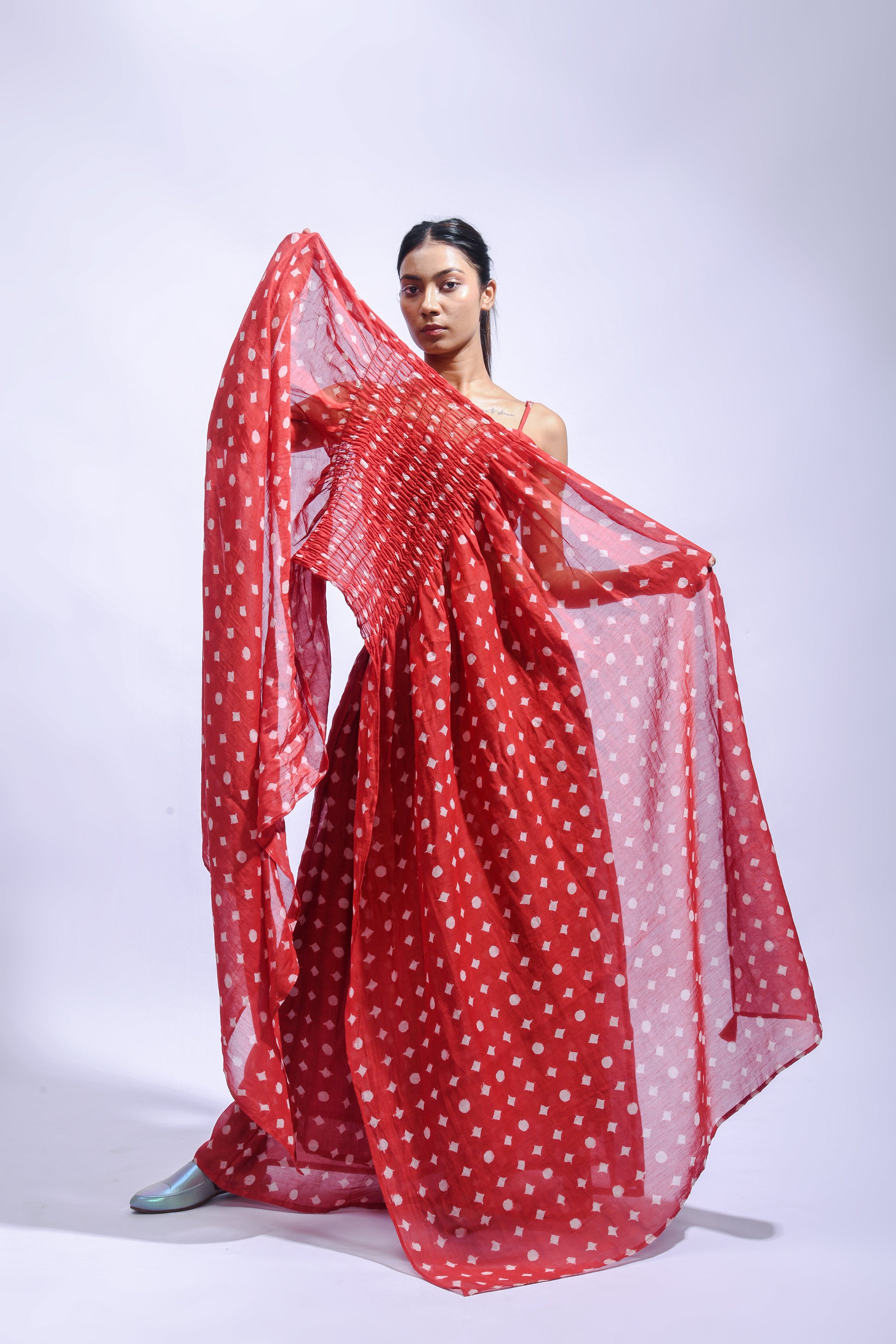 Crimson Shirred Ensemble