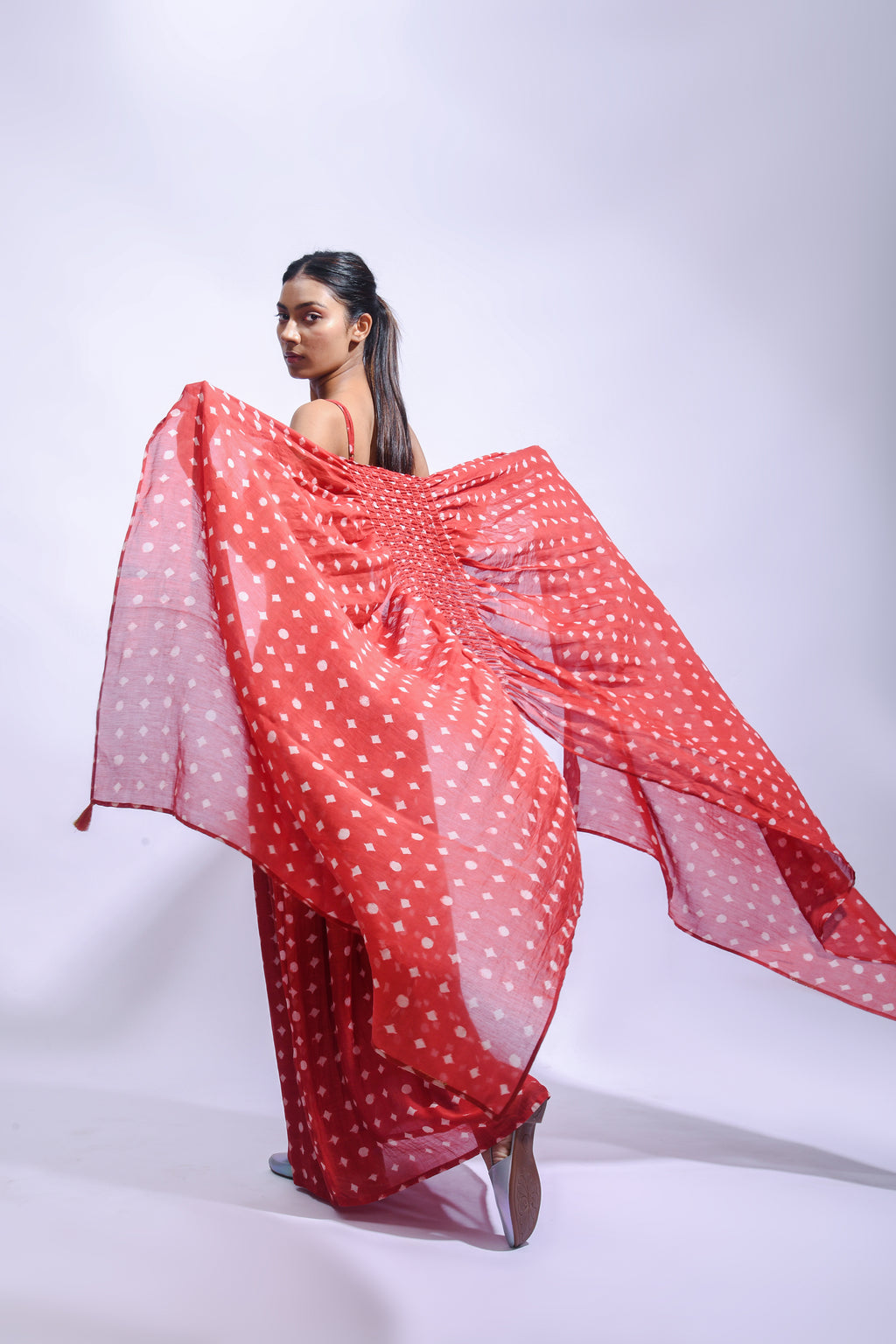 Crimson Shirred Ensemble