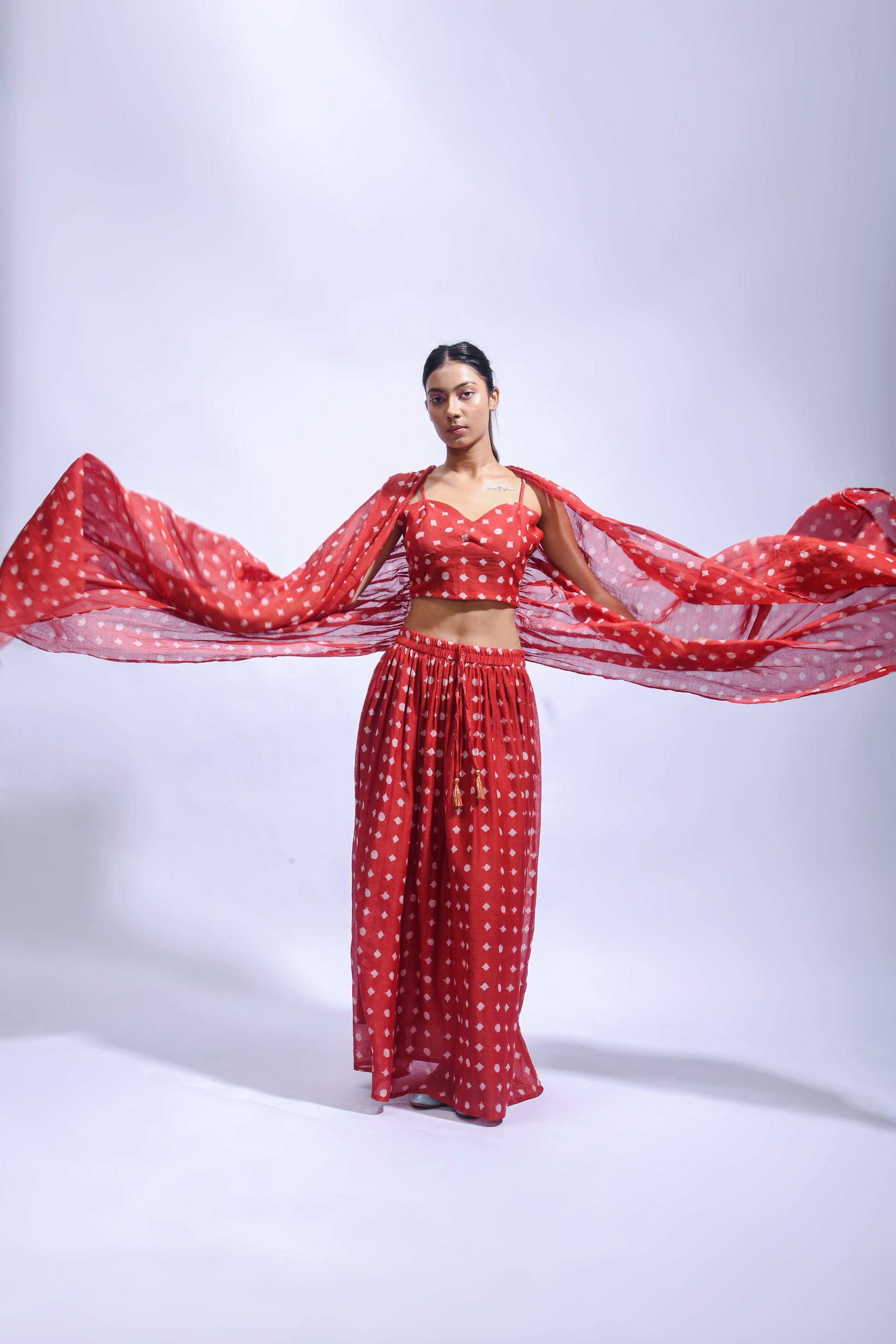 Crimson Shirred Ensemble