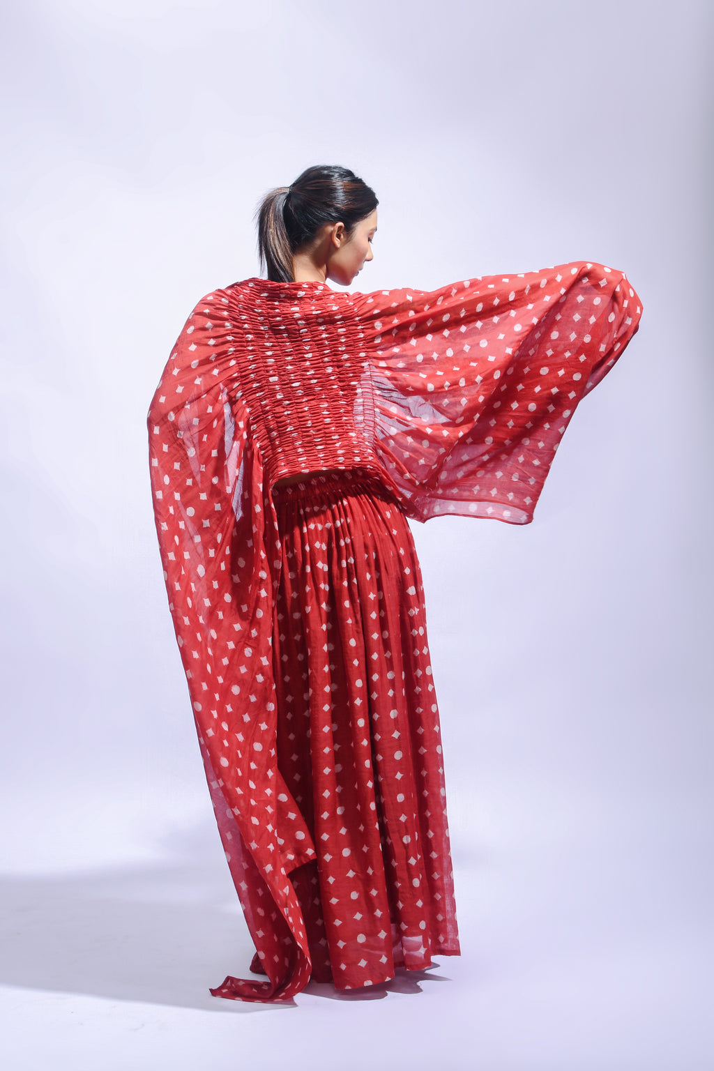 Crimson Shirred Ensemble