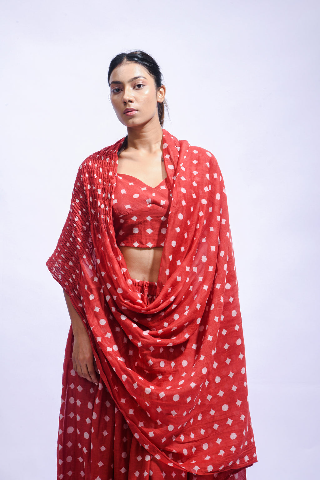 Crimson Shirred Ensemble