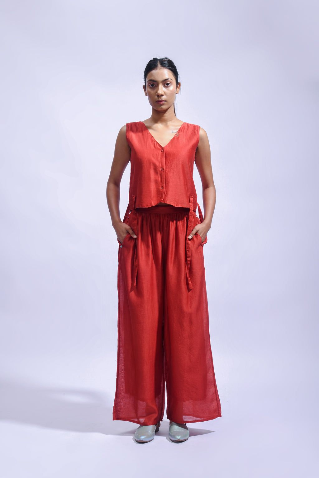 Crimson Cross Silk Set