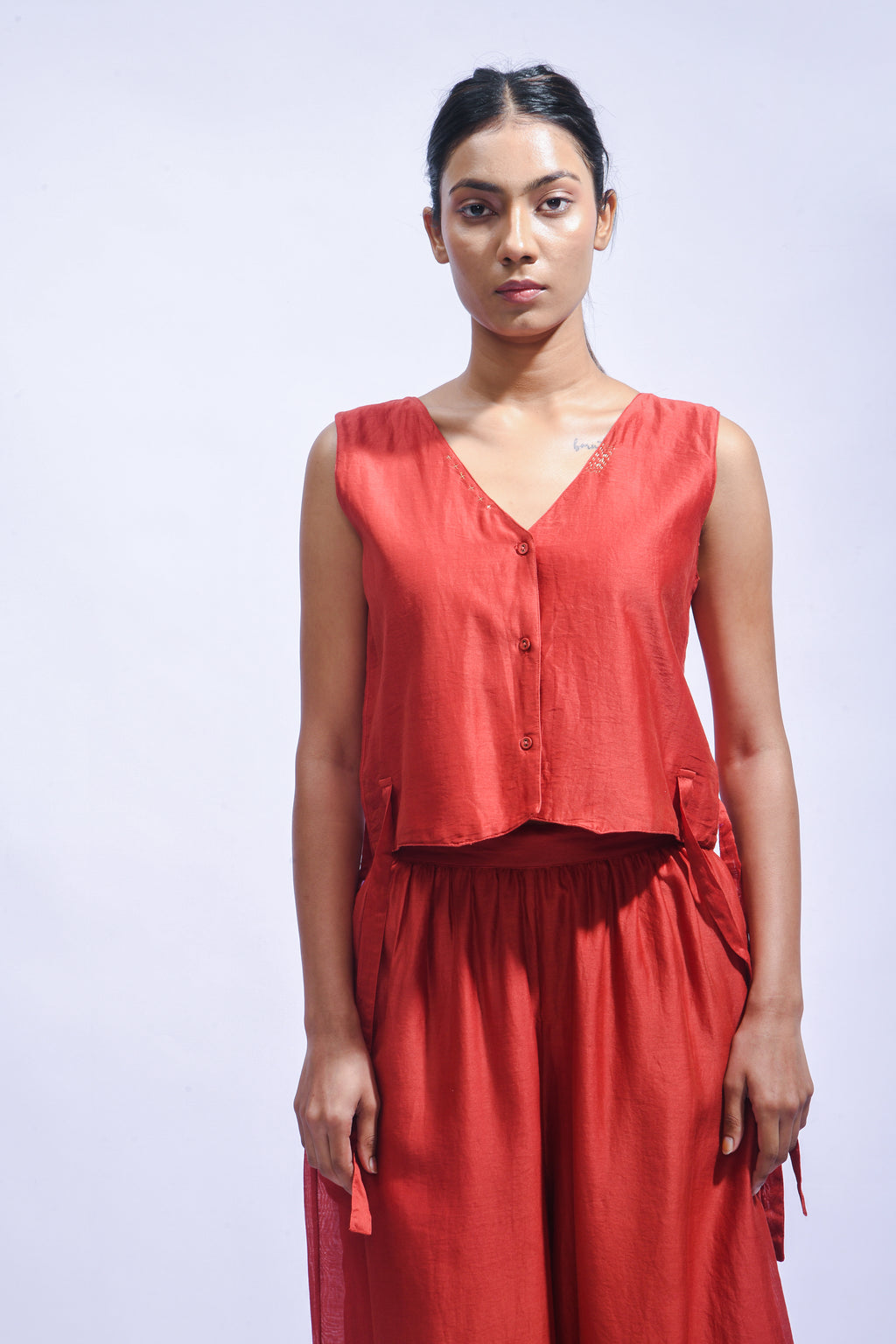 Crimson Cross Silk Set