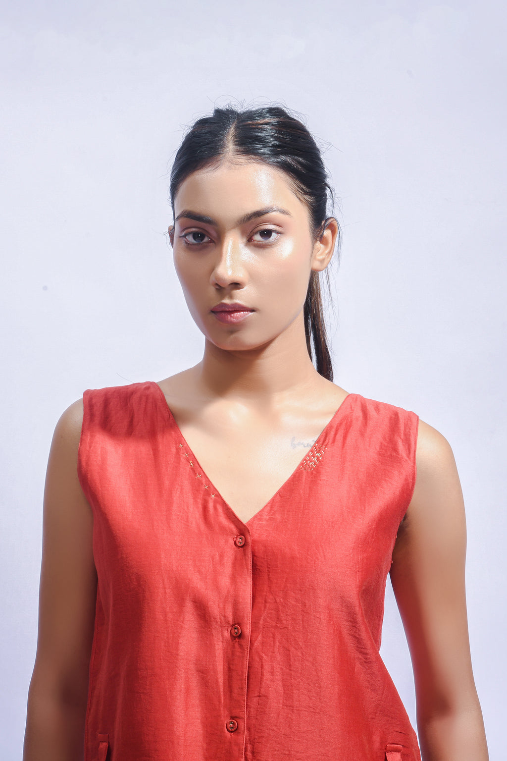 Crimson Cross Silk Set