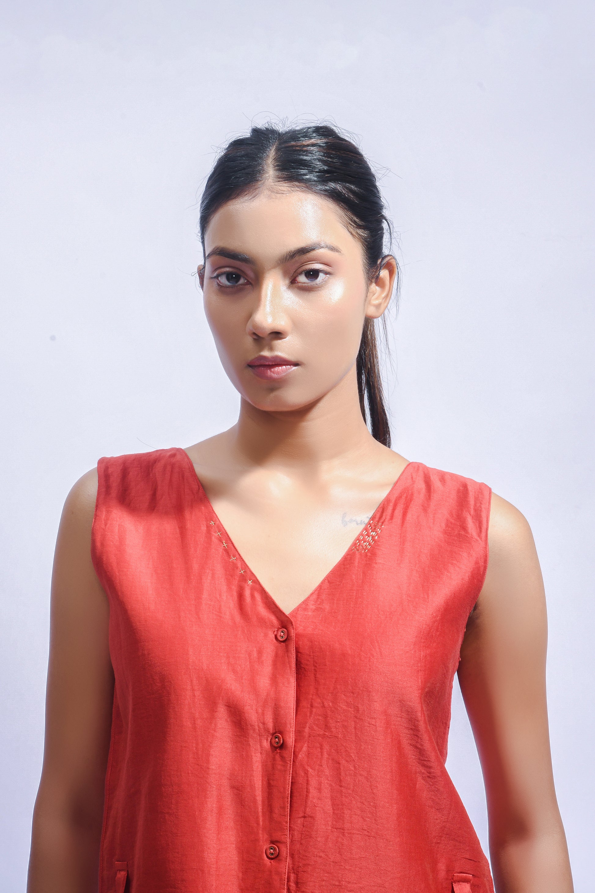 Crimson Cross Silk Set