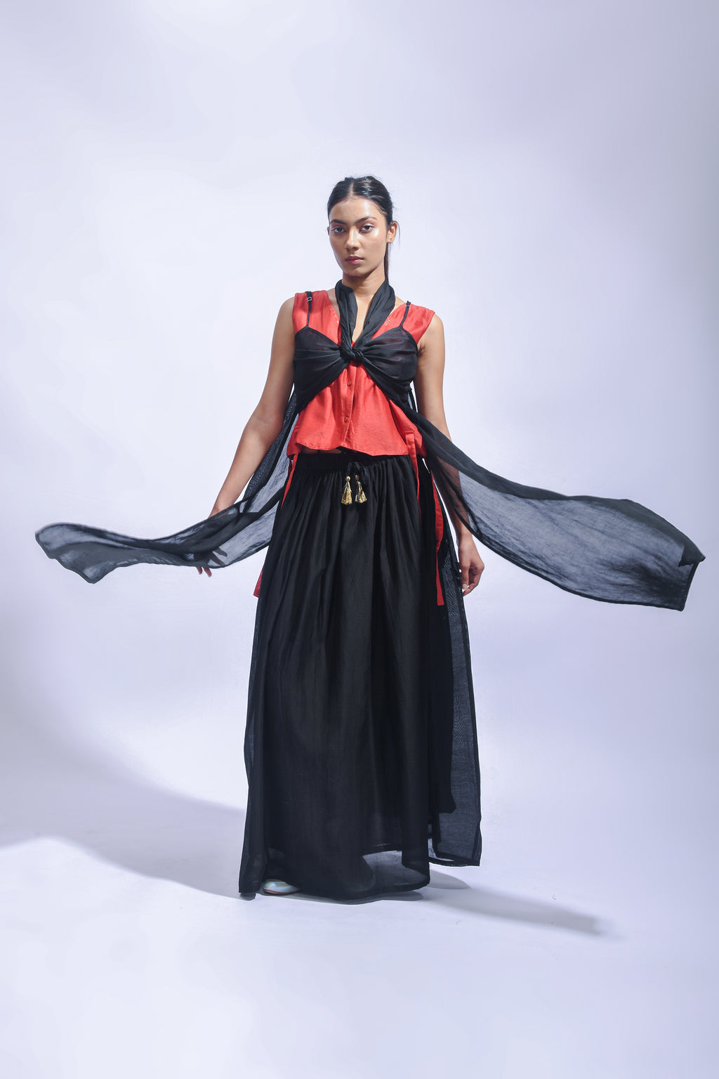 Red & Black Silk Wrap Set