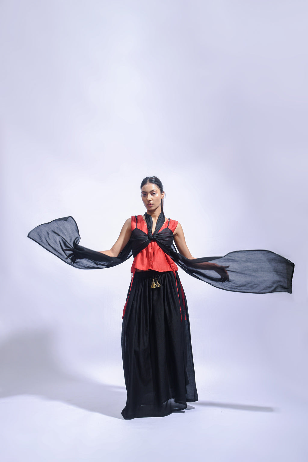 Red & Black Silk Wrap Set