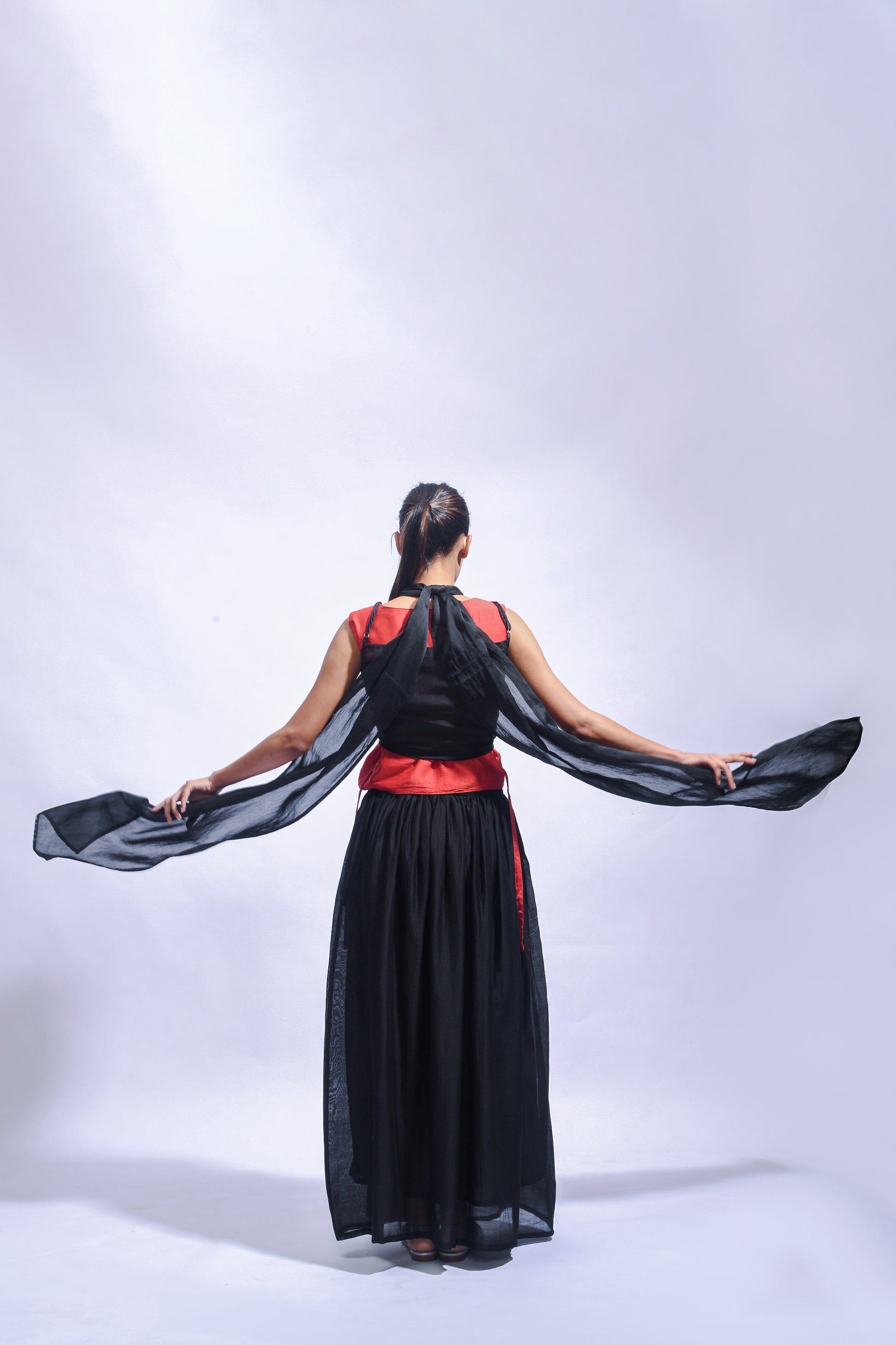 Red & Black Silk Wrap Set