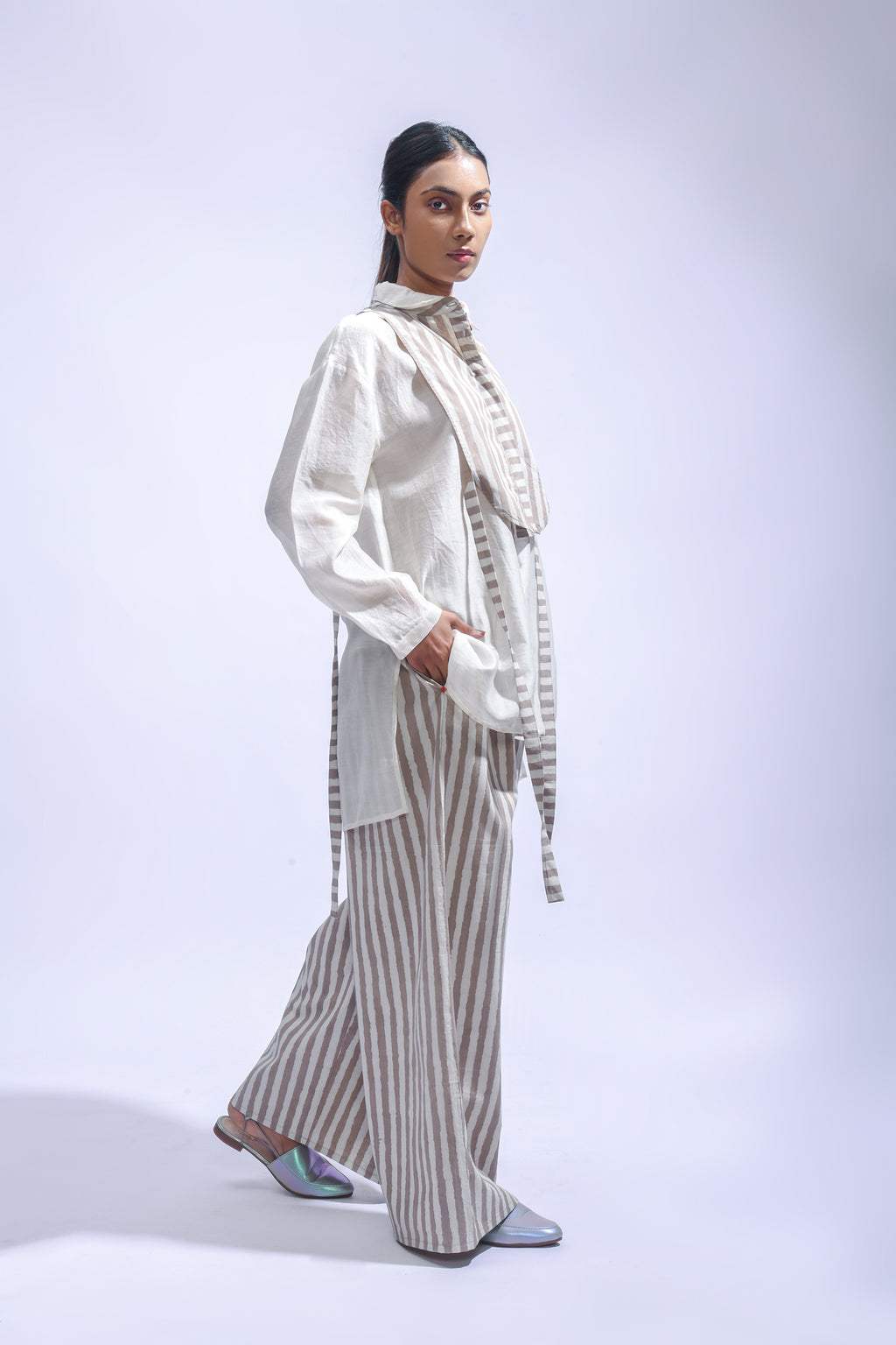 Ash stripe Yoke Co-ord Set