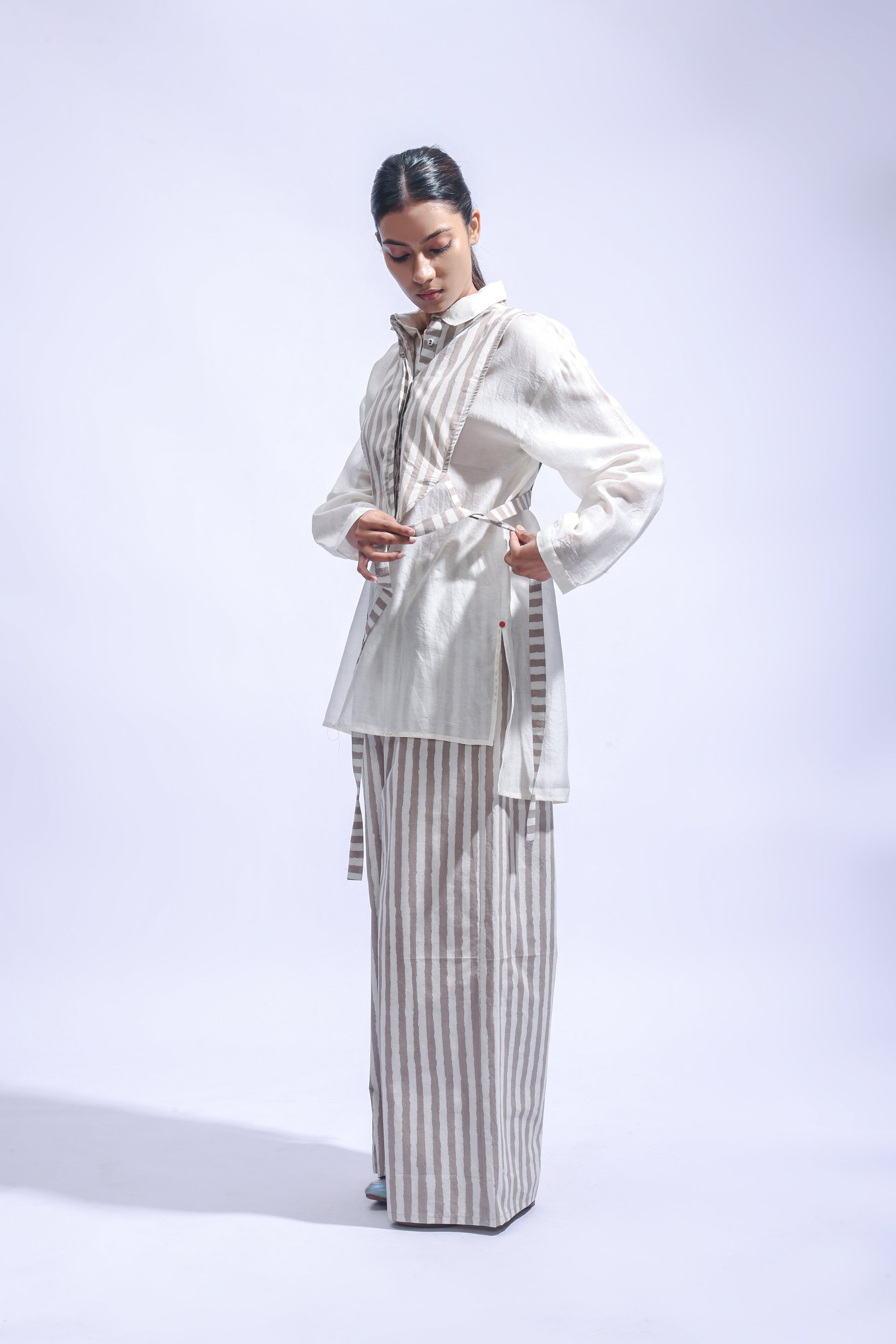 Ash stripe Yoke Co-ord Set