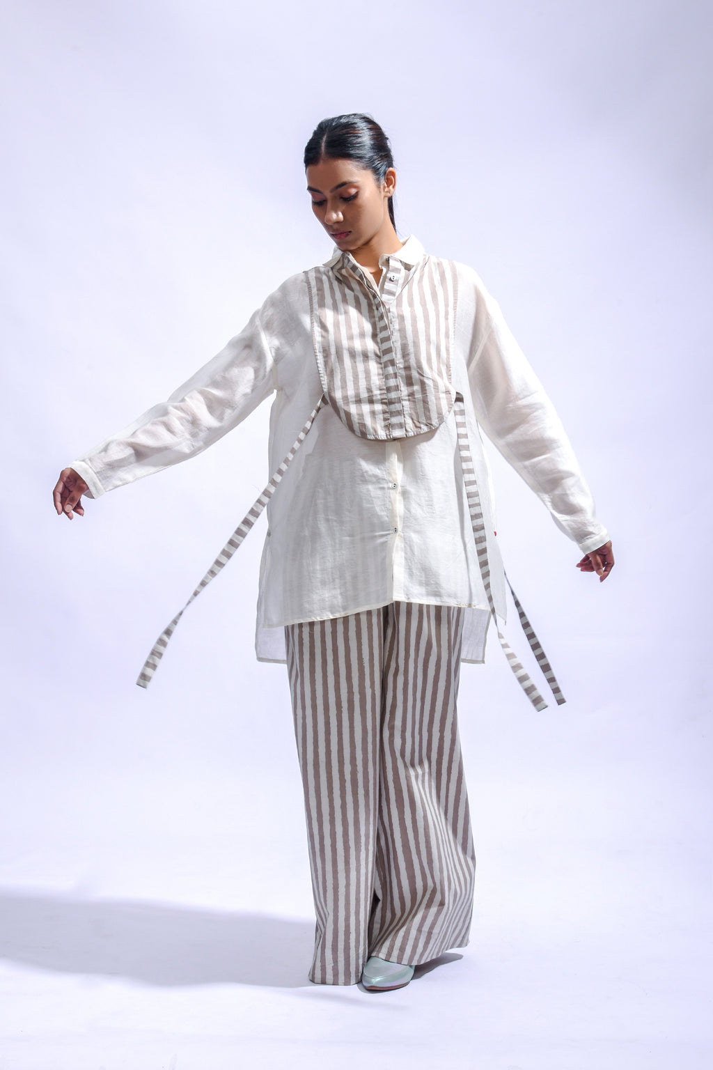 Ash stripe Yoke Co-ord Set
