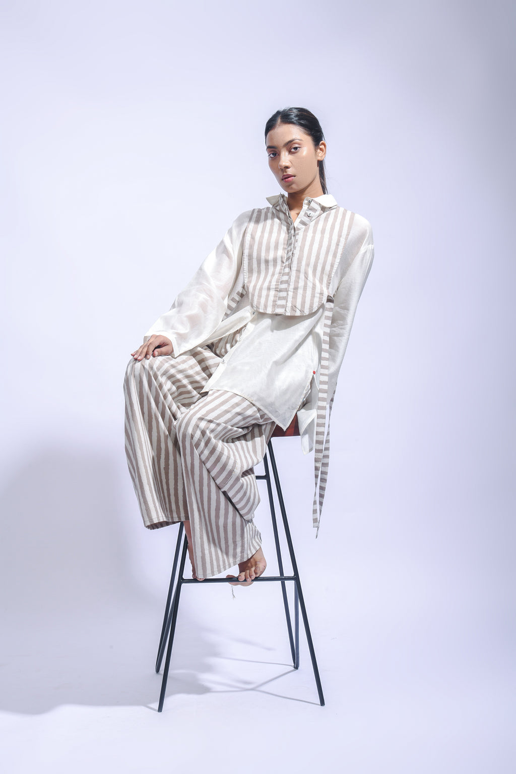 Ash stripe Yoke Co-ord Set