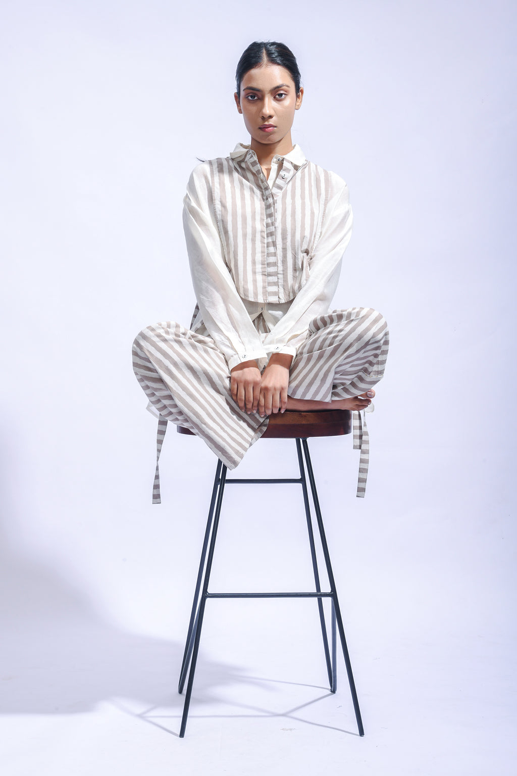 Ash stripe Yoke Co-ord Set