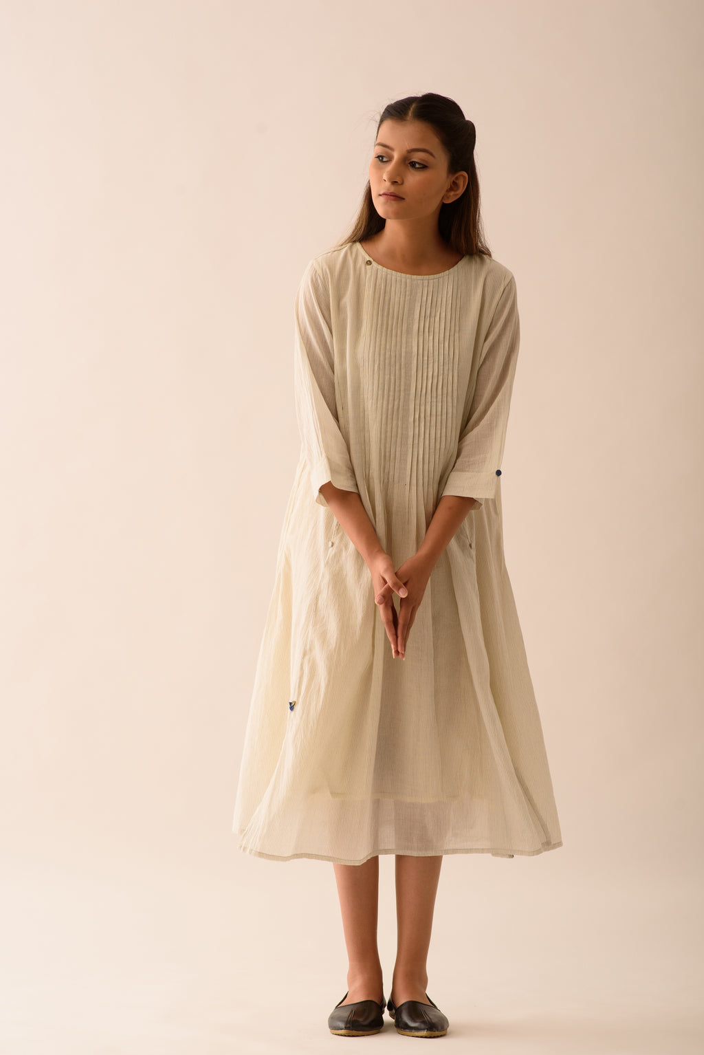 LONG STRIPE DRESS WITH LINING