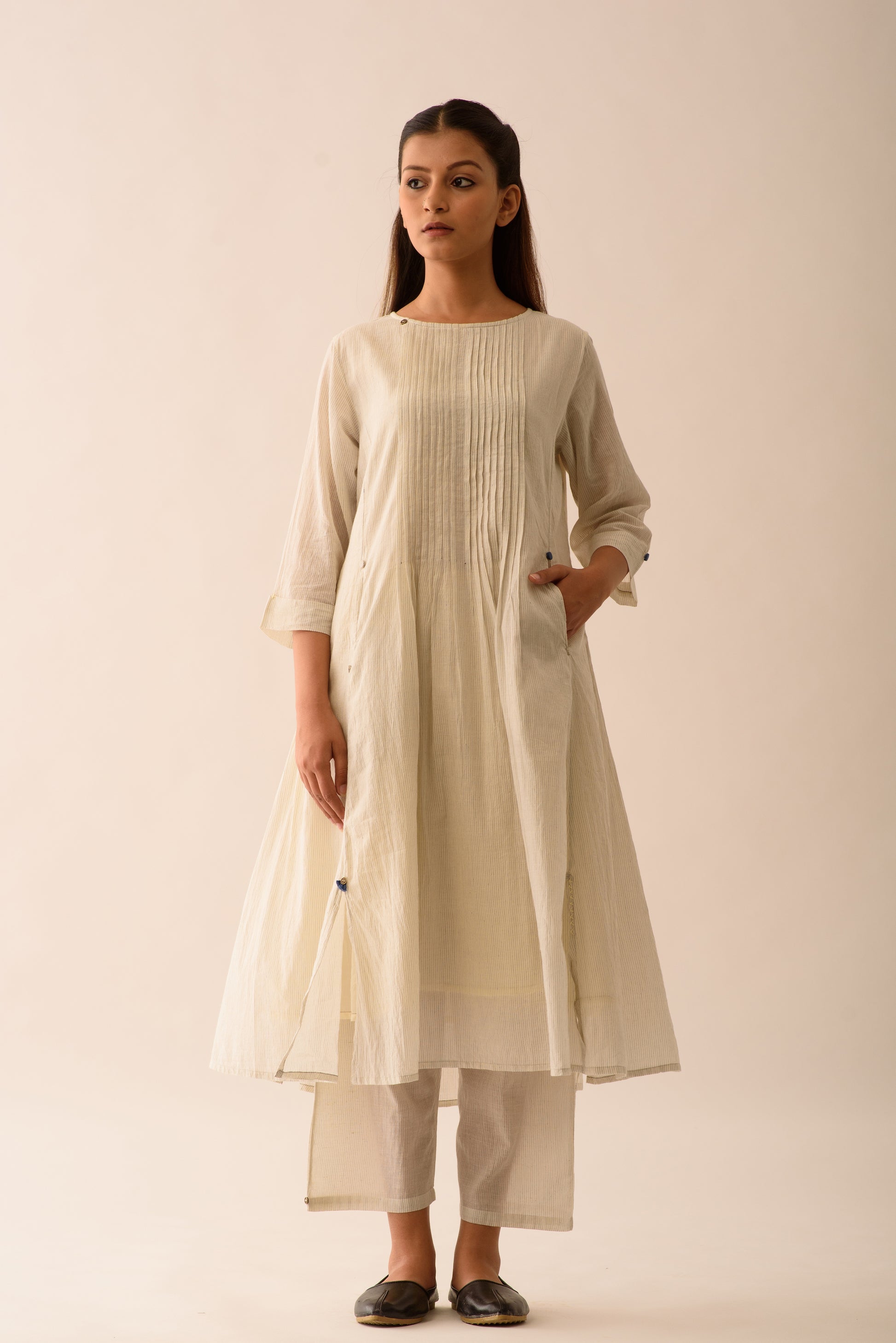 LONG STRIPE DRESS WITH LINING