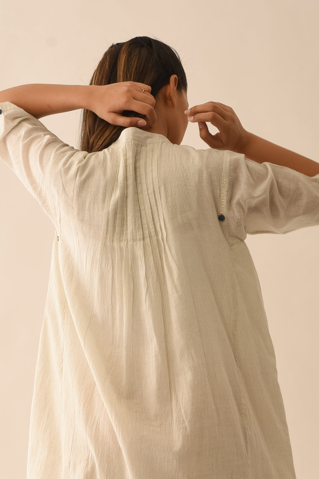 STRIPE SHIRT DRESS WITH LINING