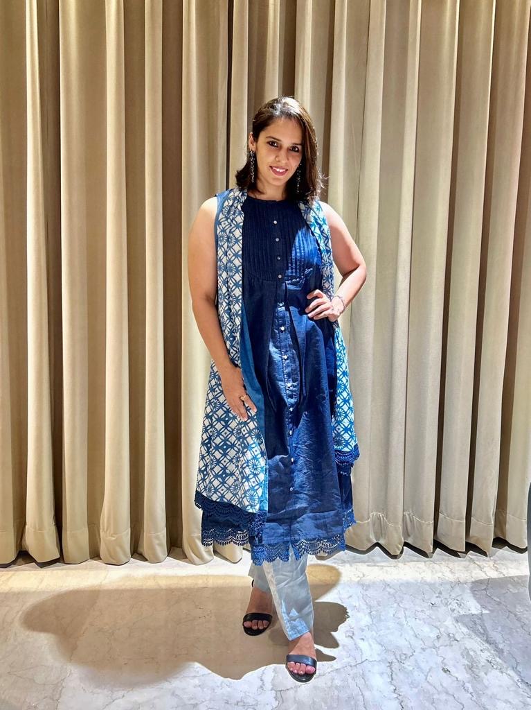 SKY DUPATTA SETDENIM AND INDIGO CO-ORD SET